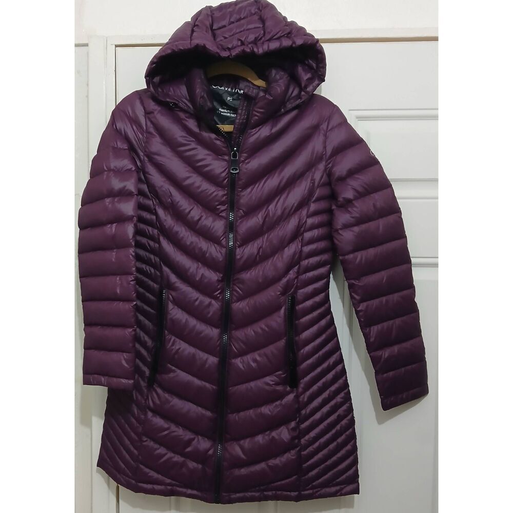 Calvin klien women small down jacket purple premium warm factor puffer packable